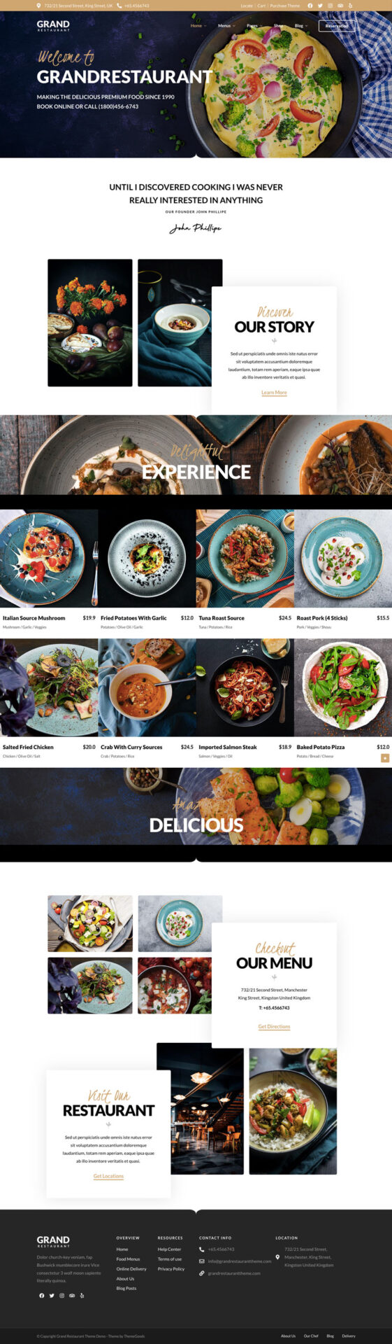 Wordpress template for restaurant