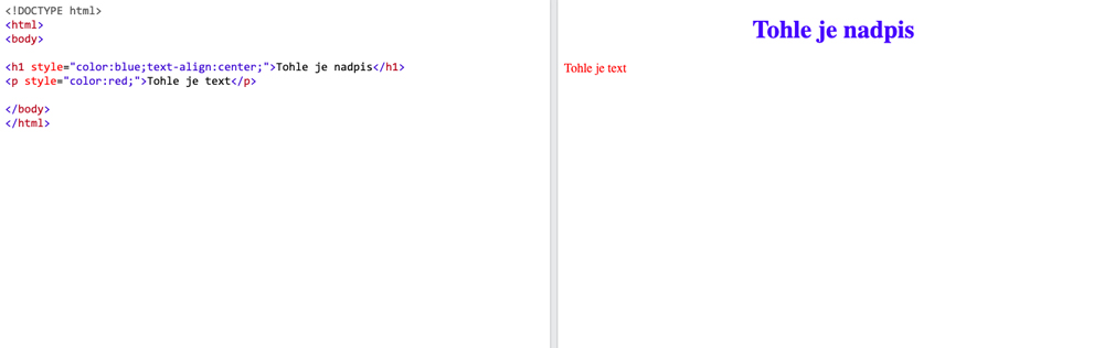 Ukázka vloženého (Inline) CSS